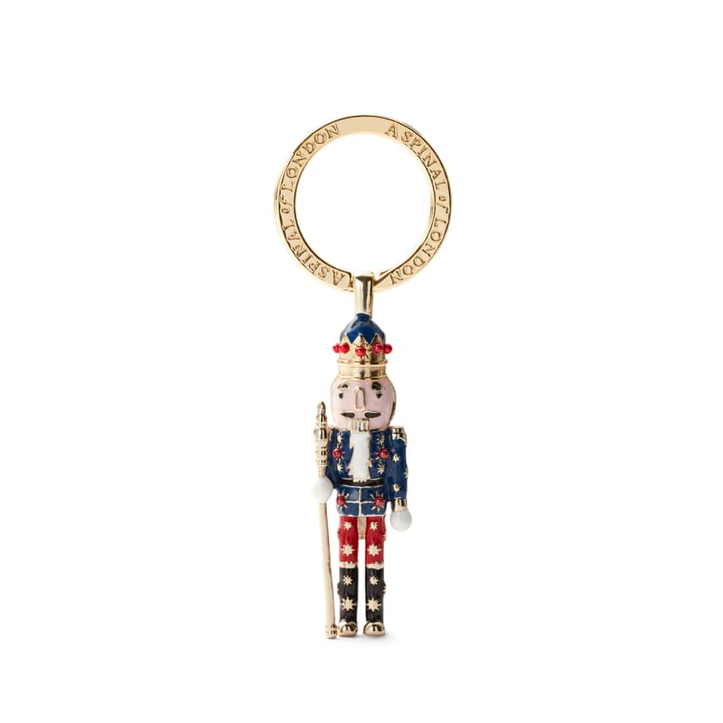 Nutcracker Keyring in Navy Enamel & 18ct Gold plated