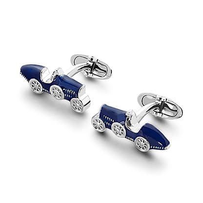 Sterling Silver & Enamel Classic Car Cufflinks in Blue