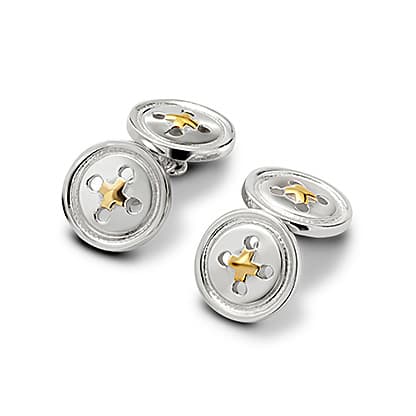 Sterling Silver & Gold Plated Double Buttons Cufflinks